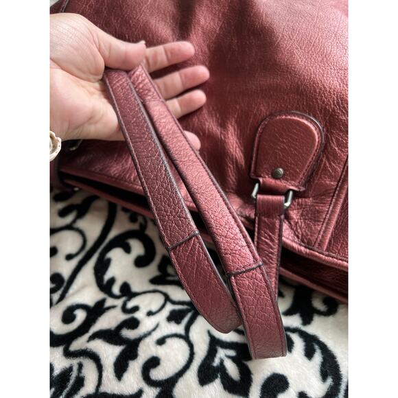 Coach Mickie Tote in Burgundy Metallic Leather - Picture 8 of 12